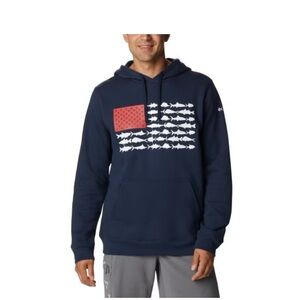 Columbia PFG Men's Navy Fish Flag Hoodie